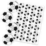 24 Adventskalender Zahlenaufkleber - Design 47 - Fussbälle