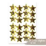 24 Adventskalender Zahlenaufkleber – Sterne auf Goldfolie Nr54 – Bild 2