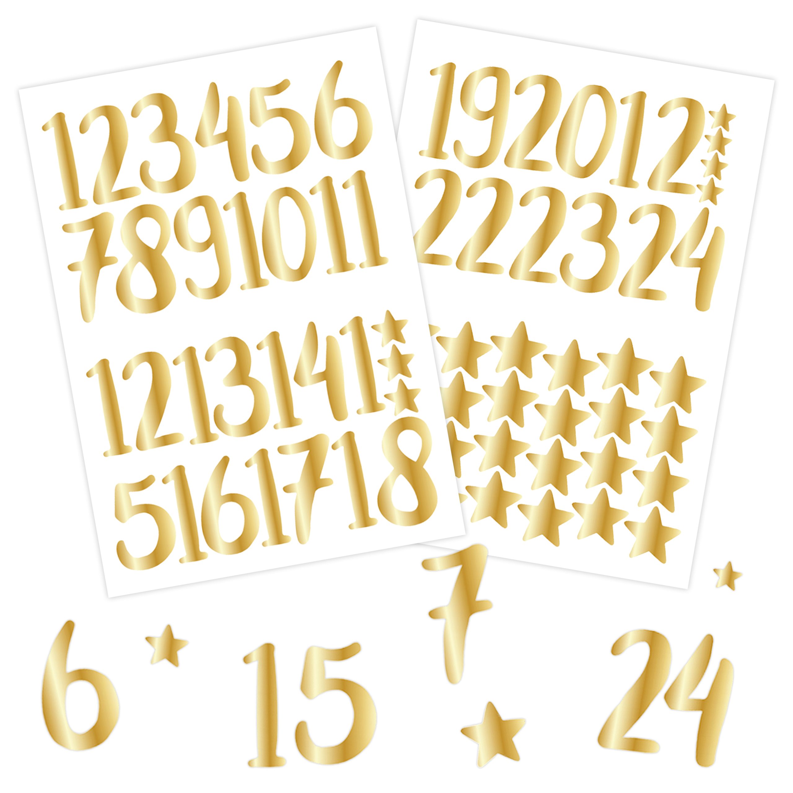 003-001-070_1 24 Adventskalender Zahlenaufkleber – gold Nr70 – Bild 1