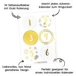 24 Adventskalender Zahlenaufkleber - gold Nr189 – Bild 6