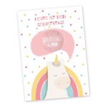 Postkarte mit Button – Einhorn