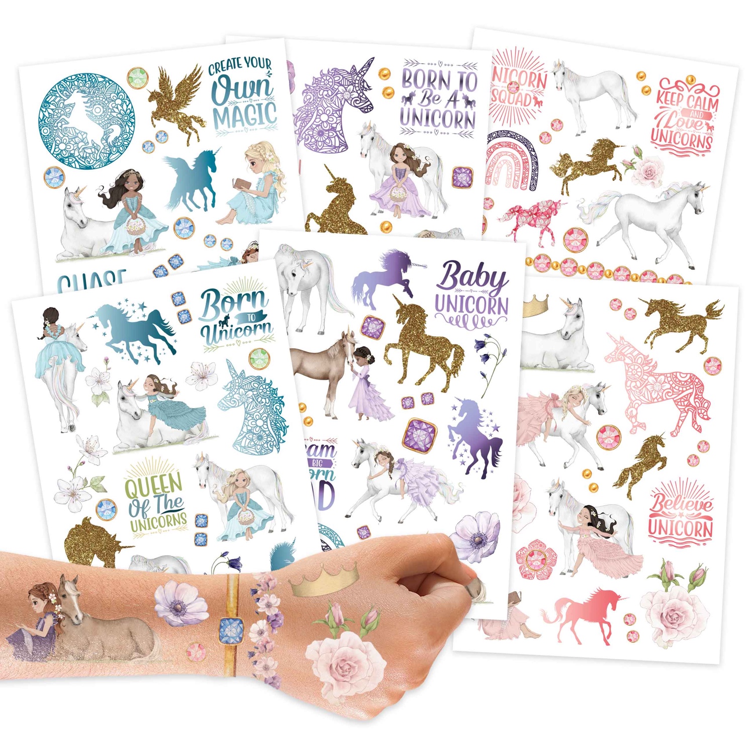 005-002-012-1 Metallic Tattoos – Einhörner – Bild 1