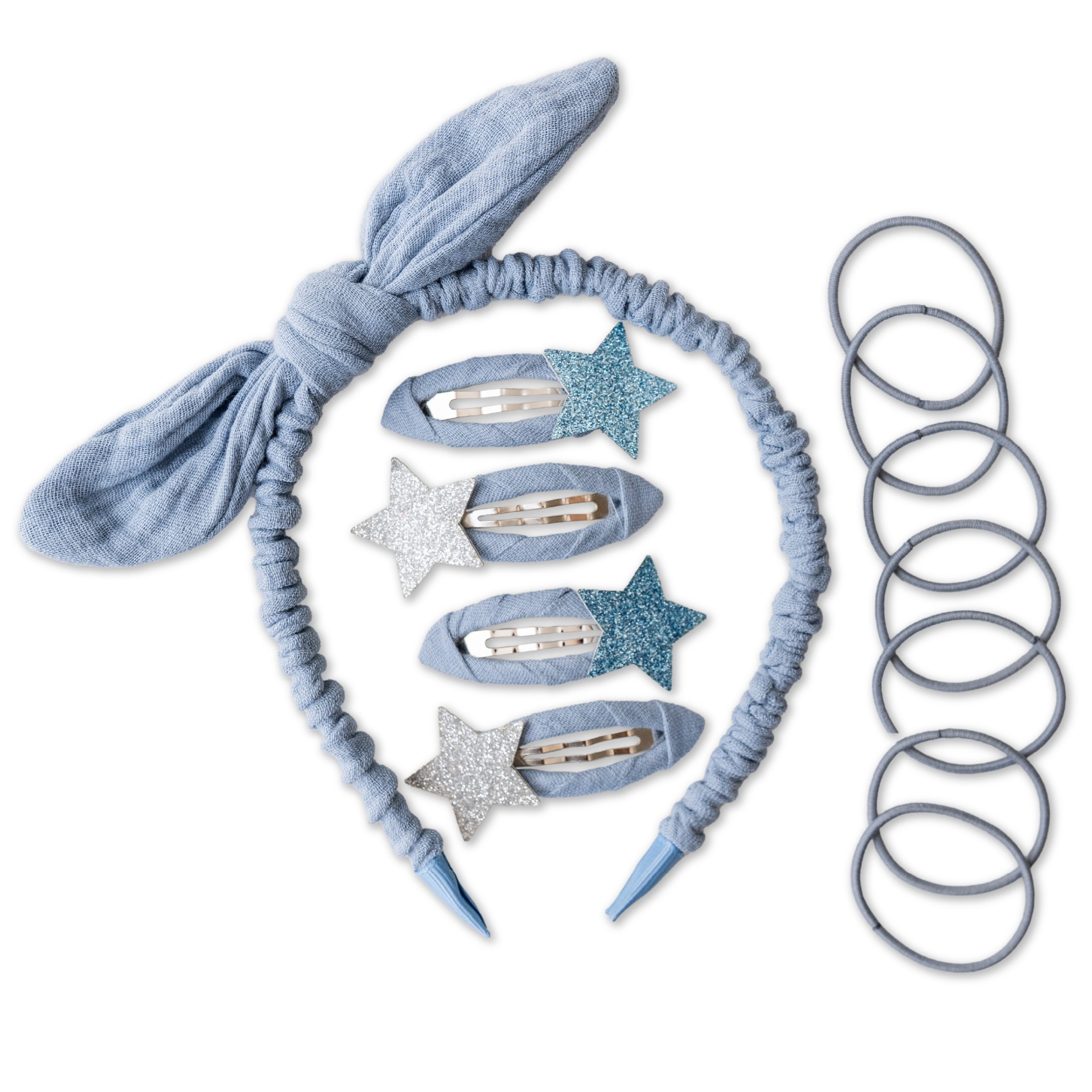011-006-002_001 Musselin Haar-Accessoires Set – Hellblau – Bild 1