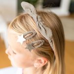 Musselin Haar-Accessoires Set – Taupe – Bild 3