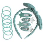 Musselin Haar-Accessoires Set – Petrol