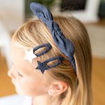Musselin Haar-Accessoires Set – Dunkelblau – Bild 3