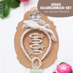 Musselin Haar-Accessoires Set – Beige – Bild 2