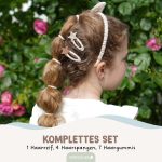Musselin Haar-Accessoires Set – Beige – Bild 3
