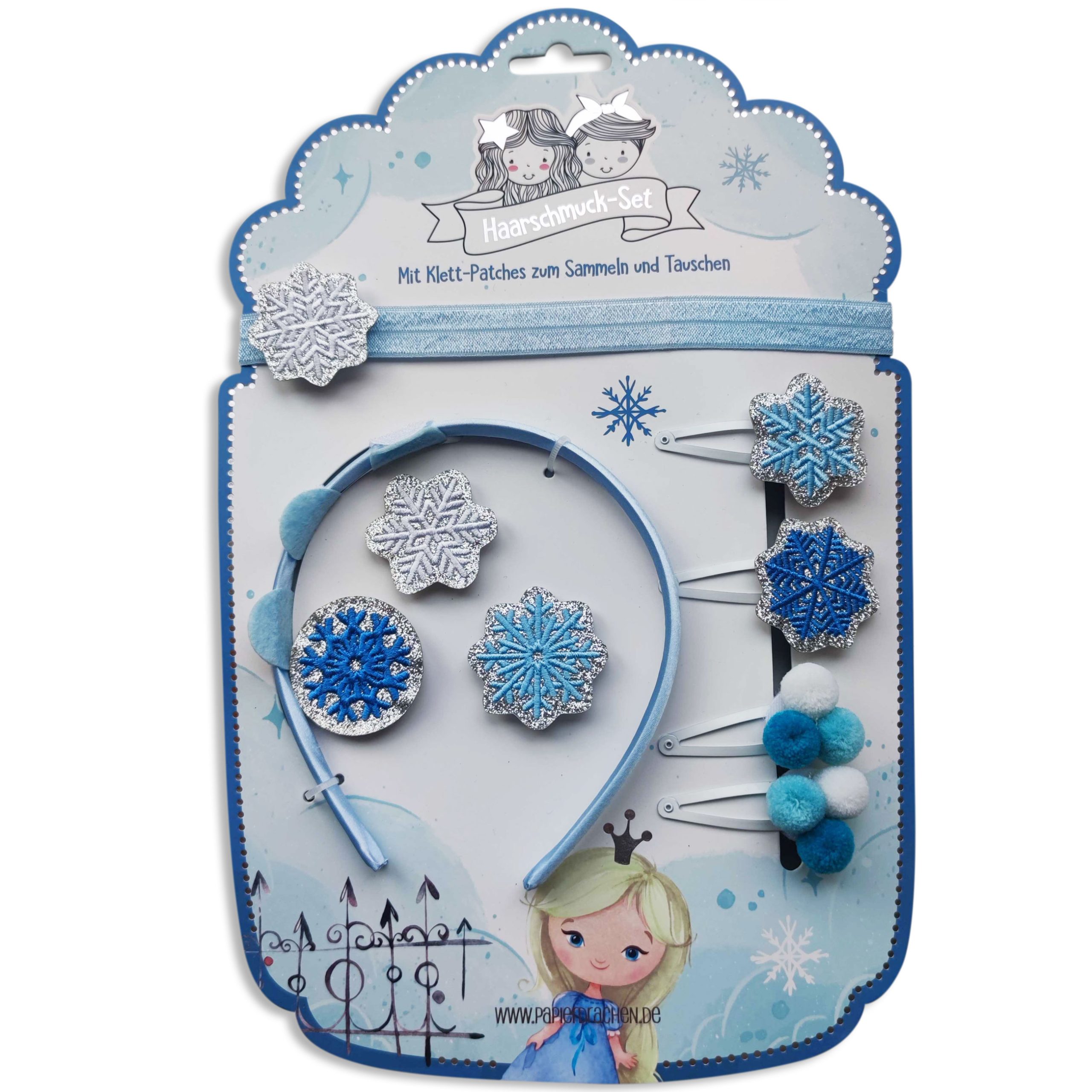 013-001-006_001 Haarschmuck Set – Haarreif mit Patches – Eisprinzessin – Bild 1