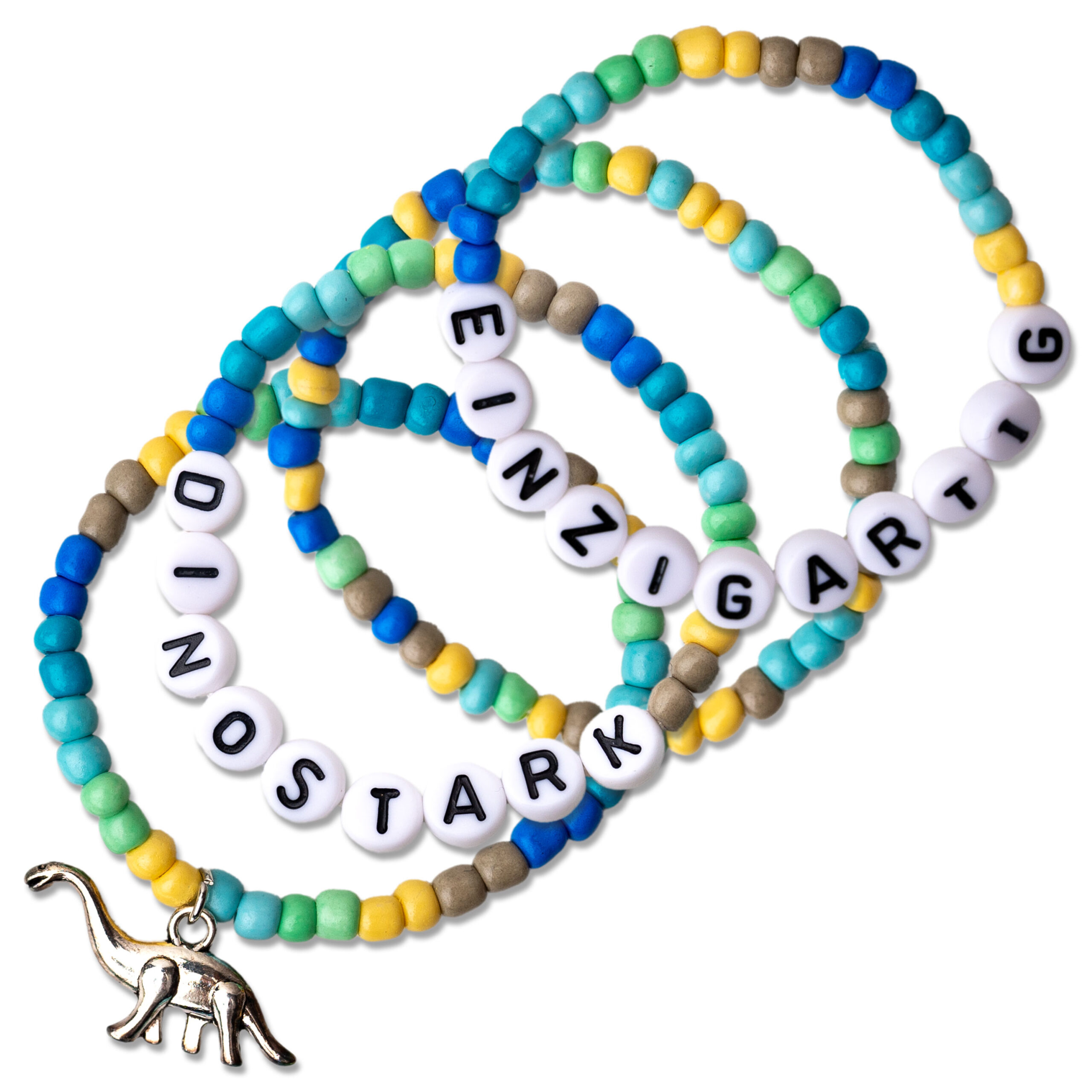 014-001-003_001 4 Perlenarmbänder – DINOSTARK und EINZIGARTIG – Bild 1