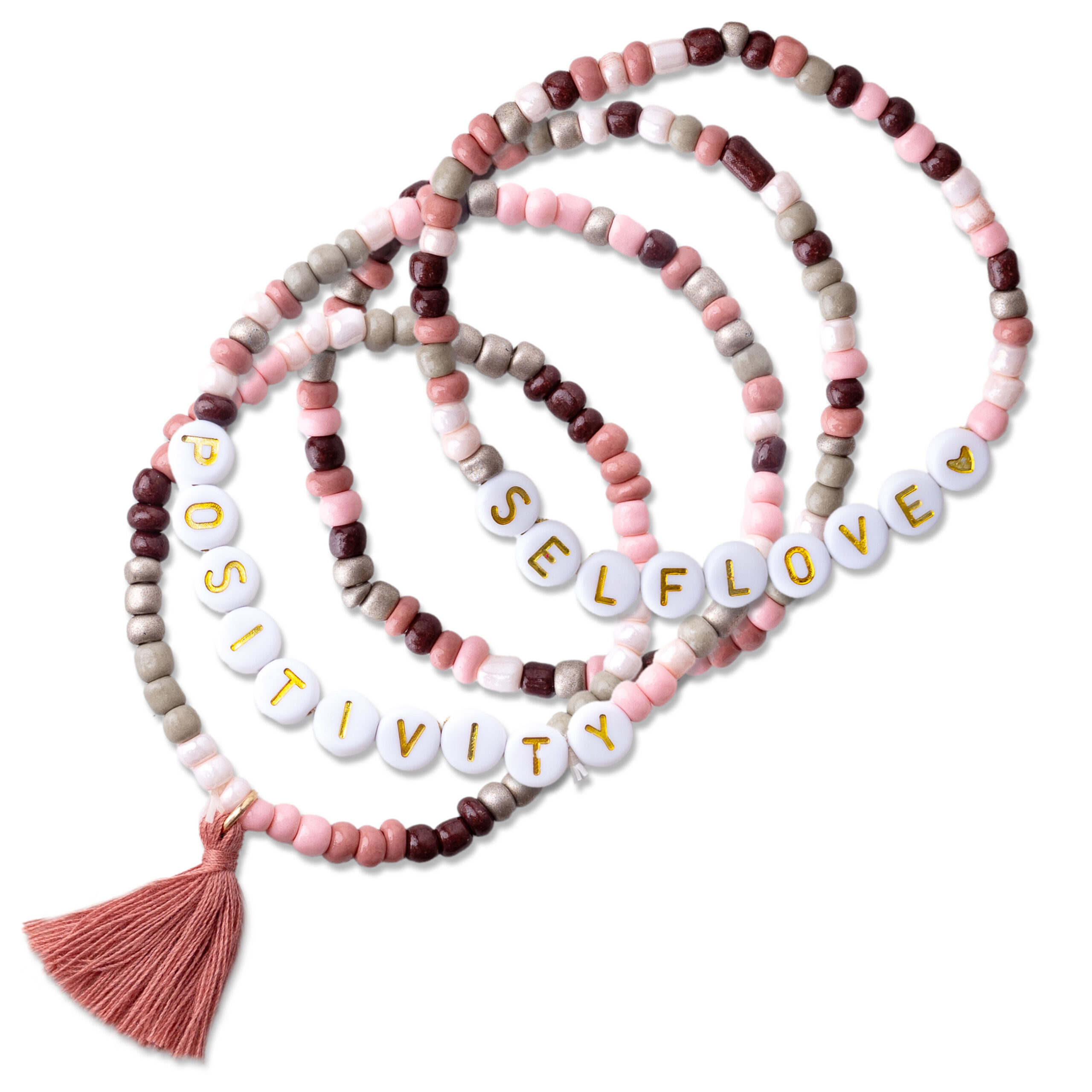 014-001-006_001 4 Perlenarmbänder – POSITIVITY und SELFLOVE – Bild 1