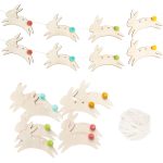 Wandgirlande Holz Hasen mit Pompons Set 01