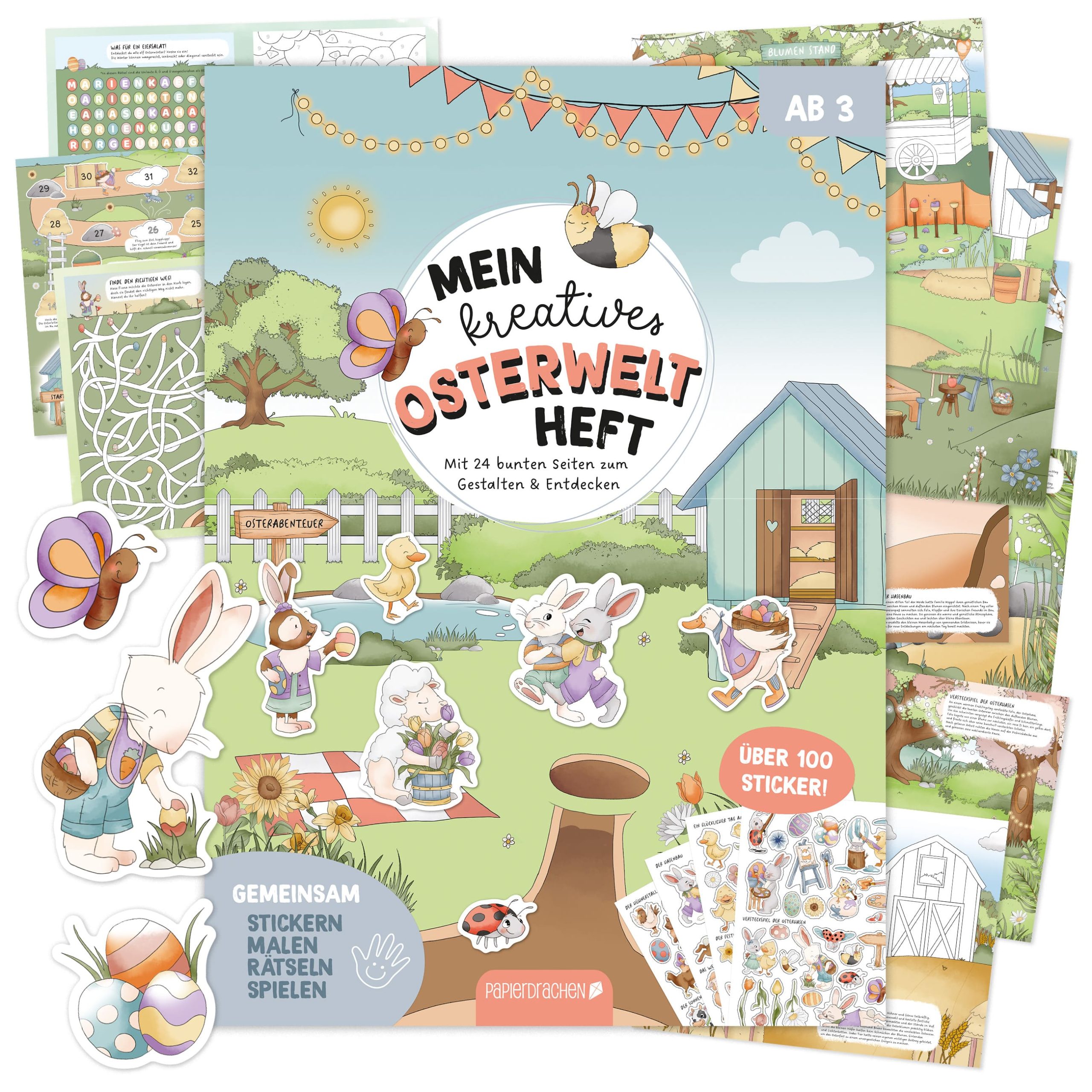 060-046-001-1 Mein kreatives Osterwelt Heft - Malen, Rätseln, Stickern – Bild 1