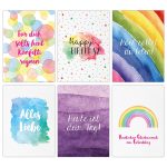 12 Glückwunschkarten zum Geburtstag – Regenbogenmotiv