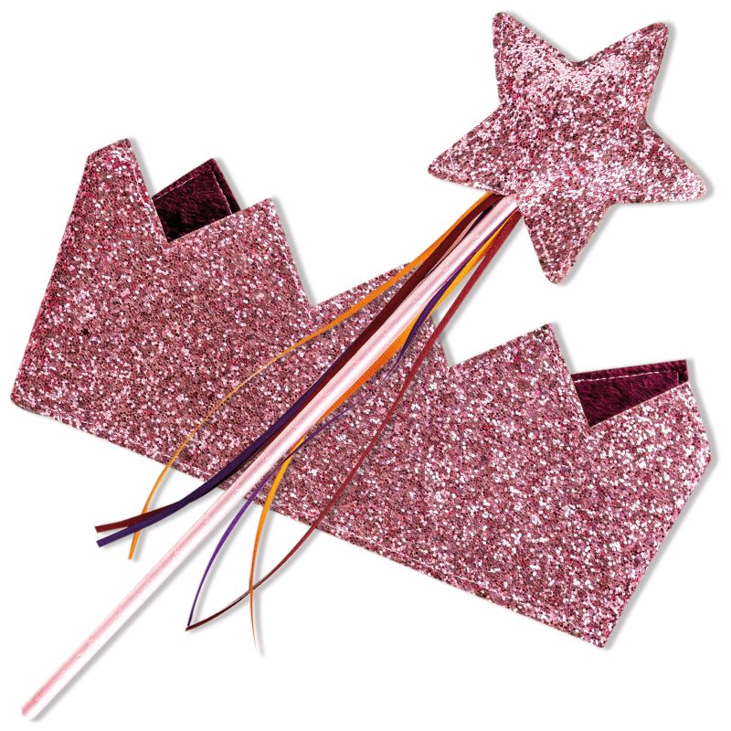 222-008-001_1 Glitzerkrone und Zauberstab - Pink - Set 1 – Bild 1