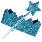 Glitzerkrone und Zauberstab - Türkis - Set 2