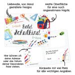 Einschulung Einladungskarten Set 6 Wasserfarben – Bild 2