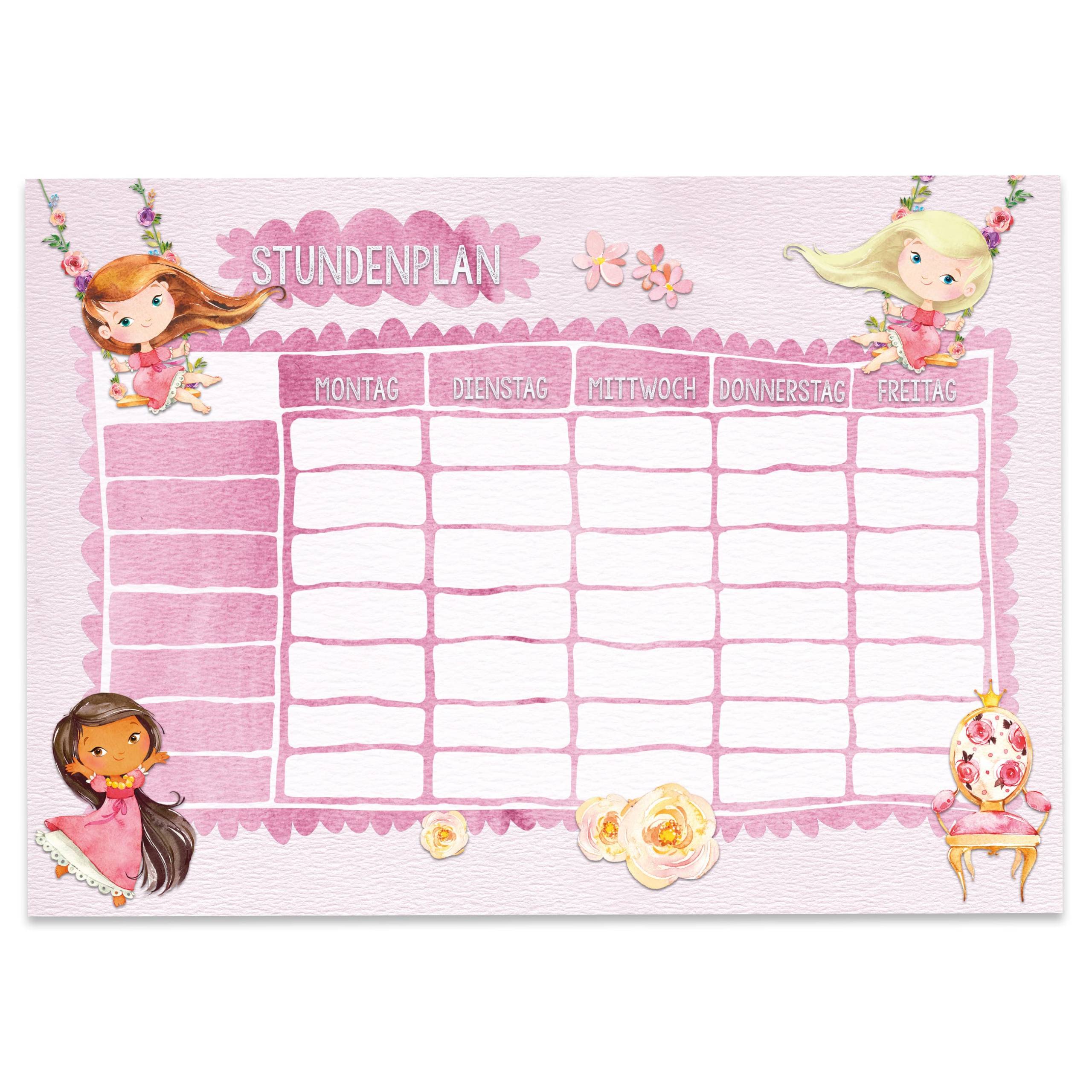 230-001-016_1 Stundenplan Block DIN A4 – Prinzessin – Bild 1