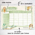 Stundenplan Block DIN A4 – Faultier – Bild 2