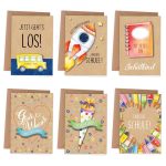 6 Klappkarten zur Einschulung – Kraftpapier