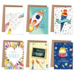 6 Klappkarten zur Einschulung – Aquarell