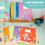 8 Papierheftumschläge A4 Meerjungfrauen - Set 20 – Bild 2