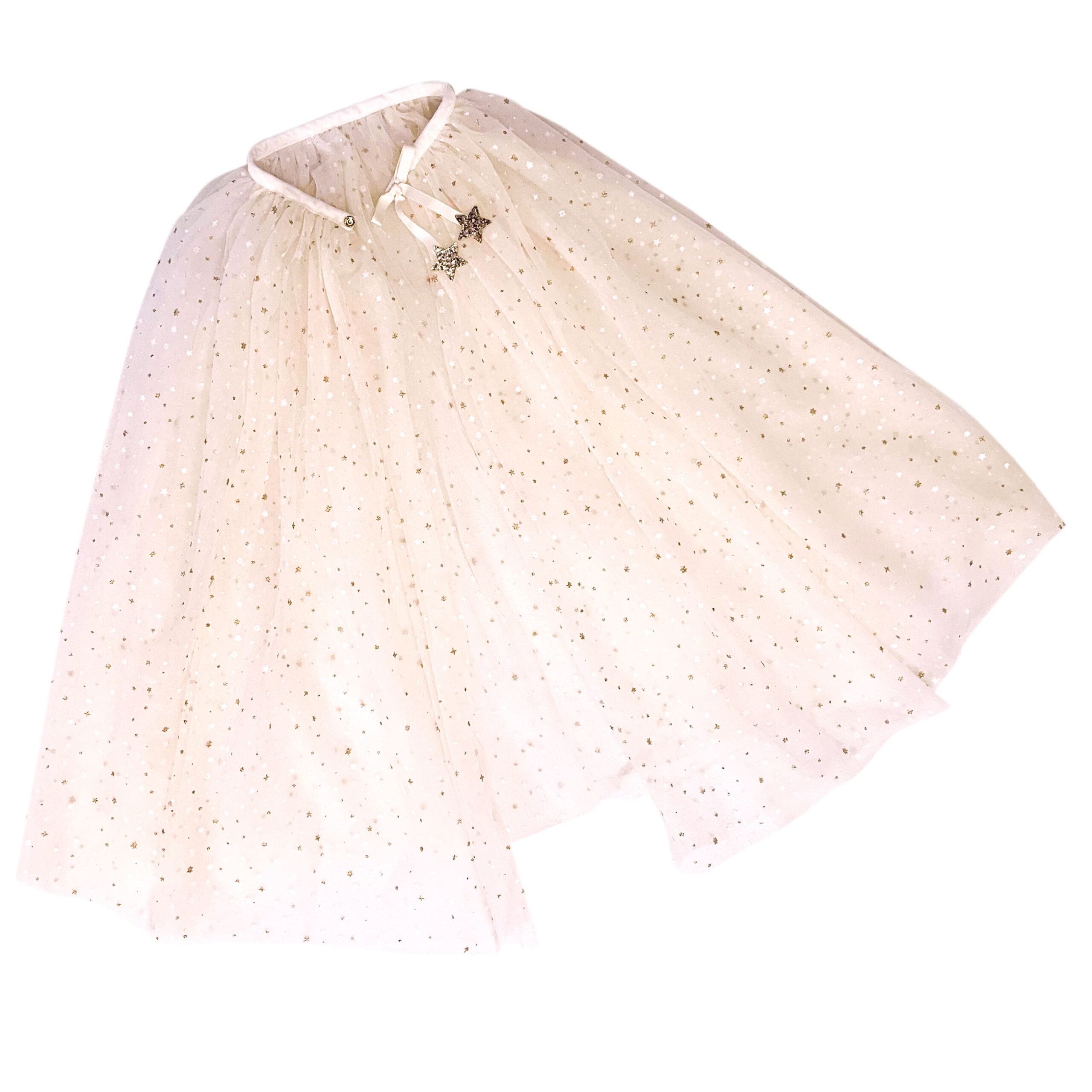 290-008-001_1 Tüll Cape mit Glitzer – beige – Bild 1