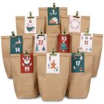 Adventskalender Tütenset mit Metallklammern - Grün-Bordeaux