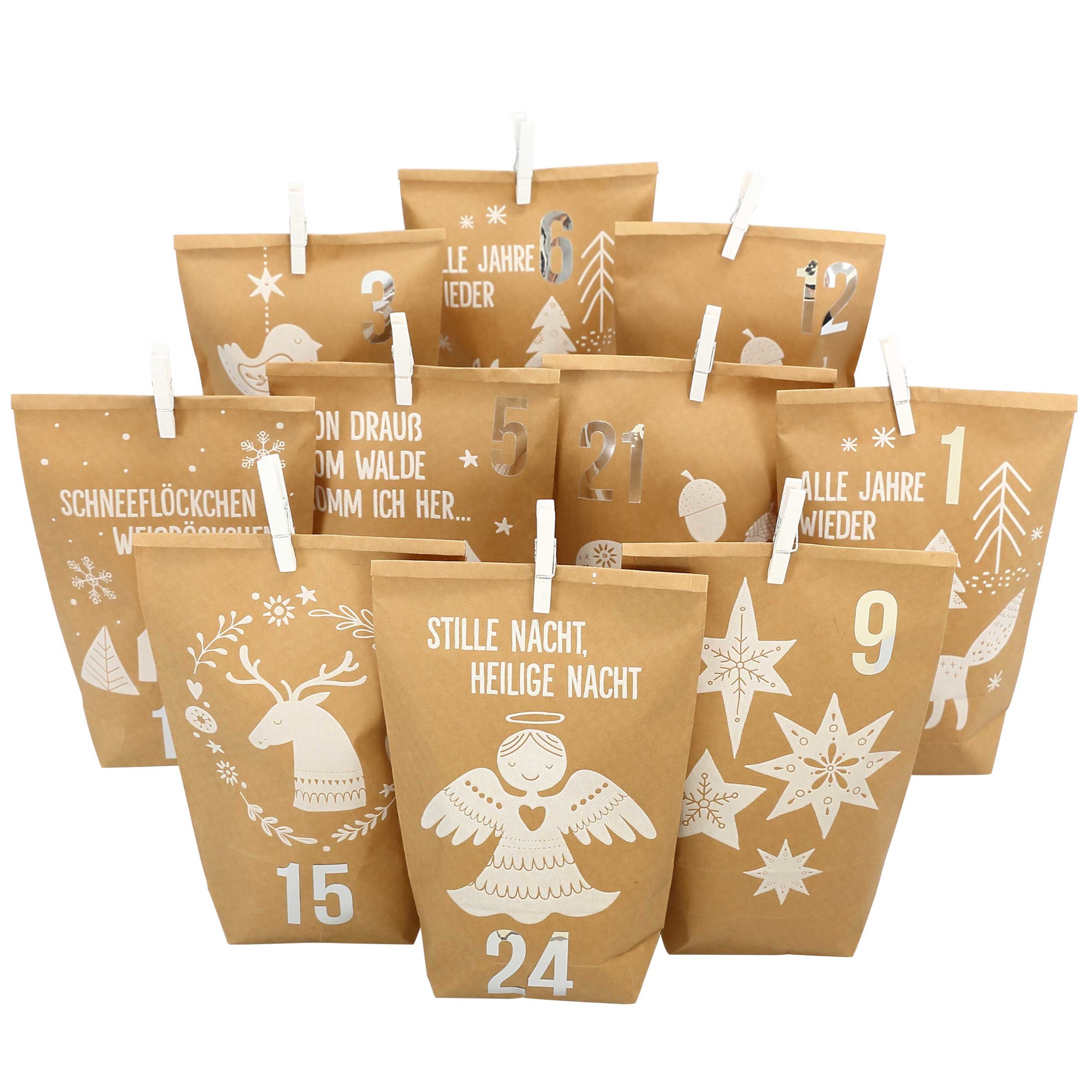 400-009-013_1 Adventskalender bedruckt – Waldtiere weiss – Bild 1