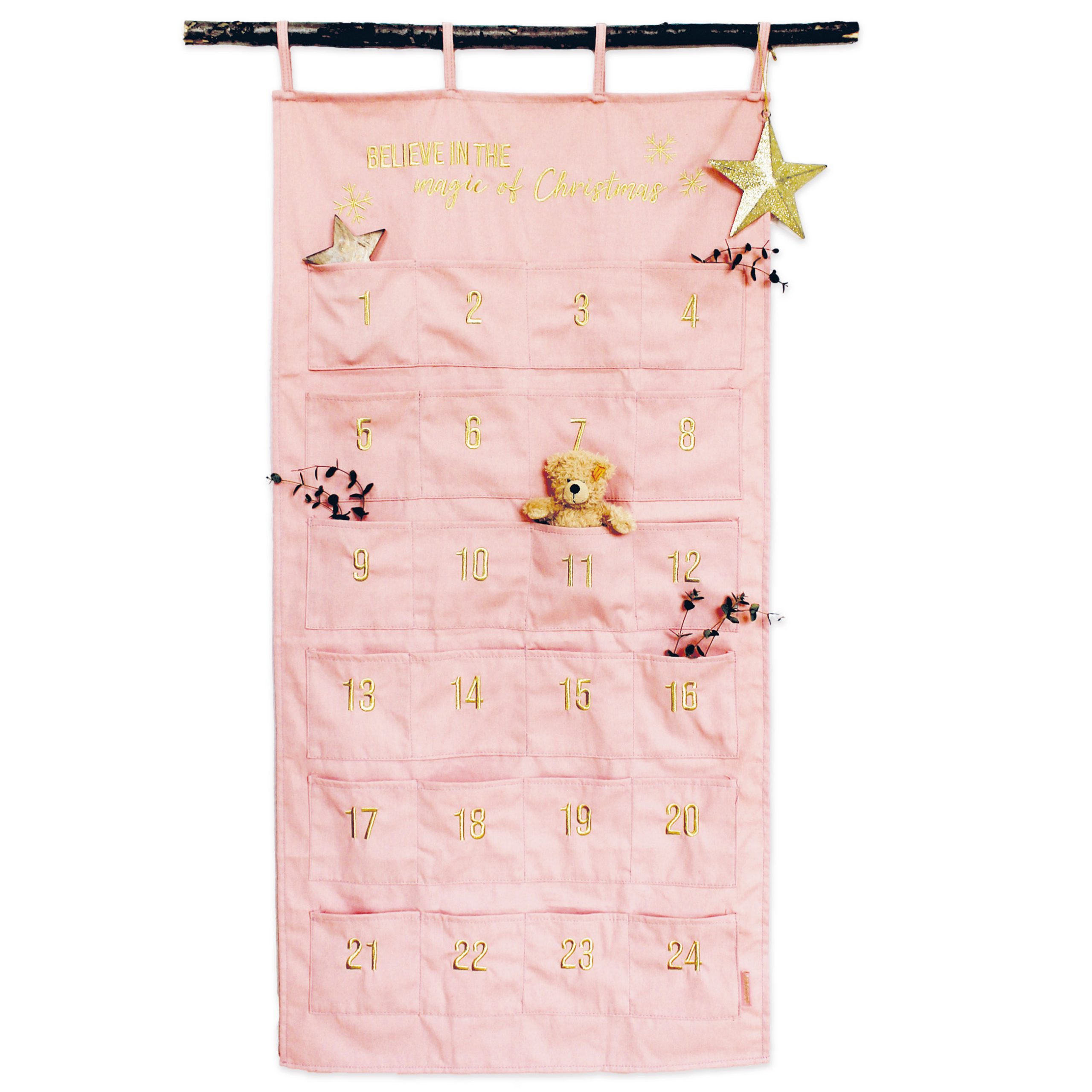 400-060-033_1 Adventskalender Wandteppich rosa & gold – Bild 1