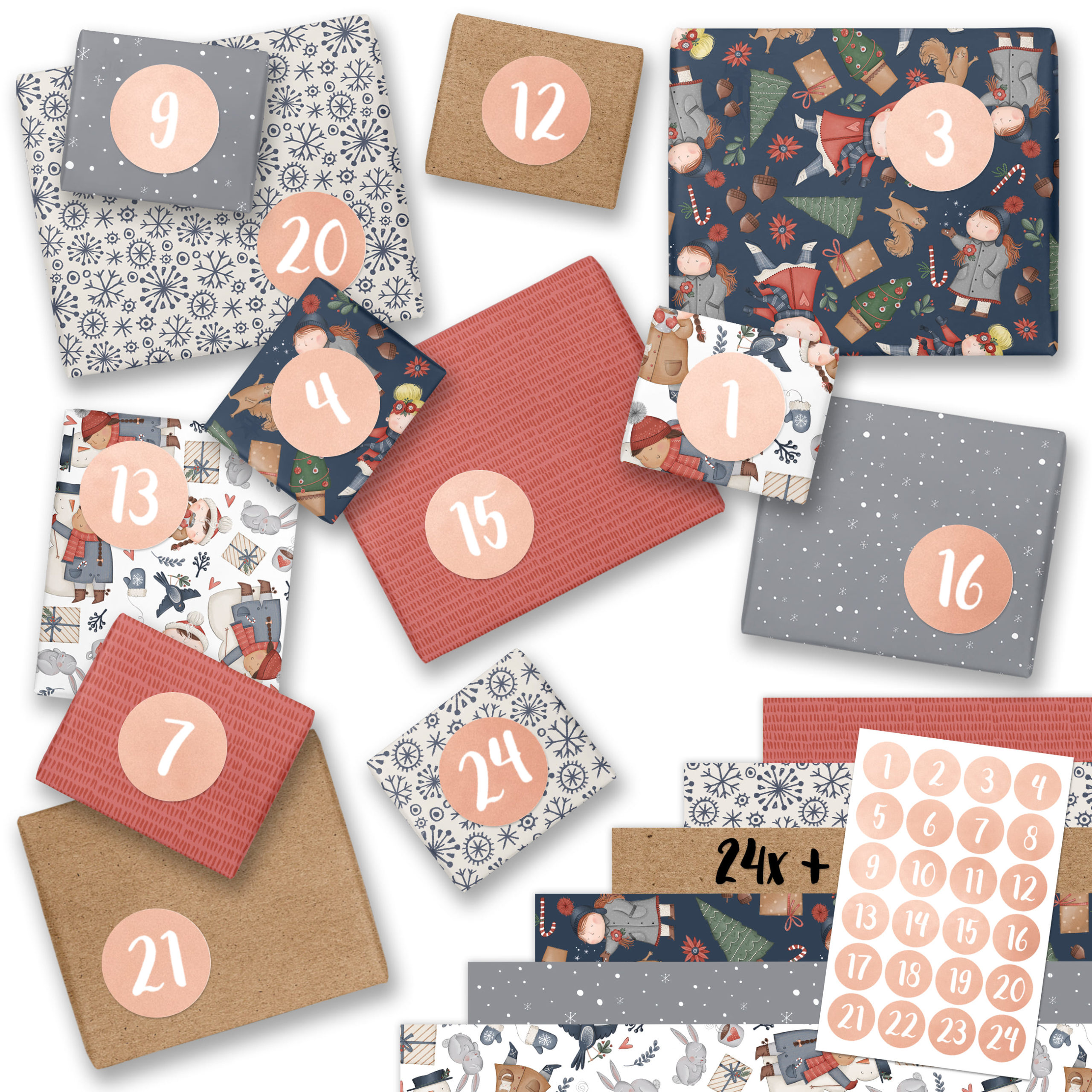 400-070-001_1 Adventskalender Geschenkpapier Eisläuferin – Bild 1