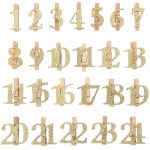Adventskalender Glitzer Holzzahlen mit Klammern - natur
