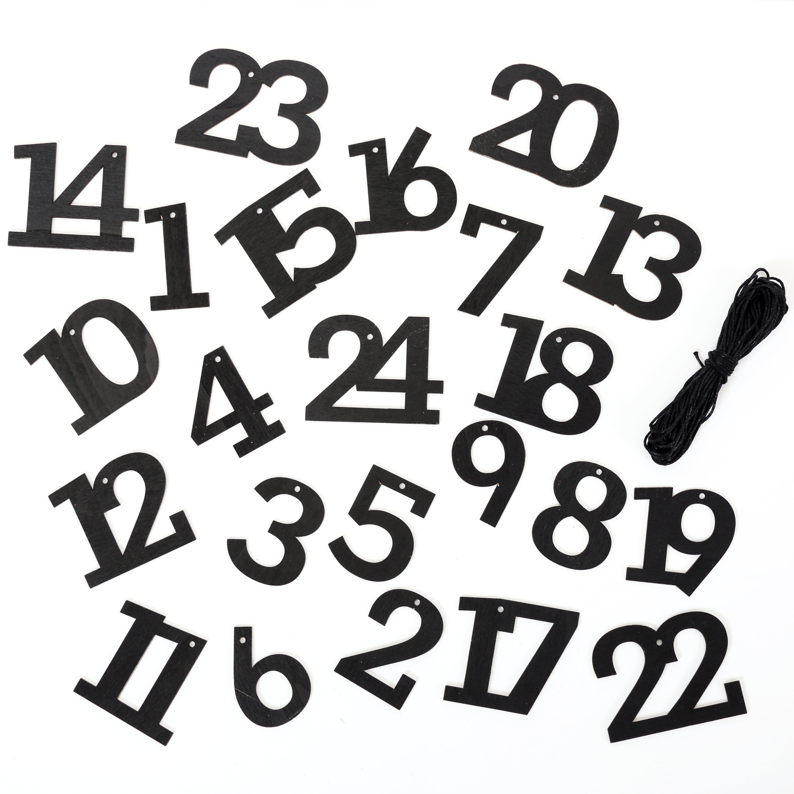 400-073-007_1 24 Adventskalender Zahlen aus Holz – schwarz – Bild 1