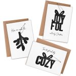 3 Klappkarten mit Holzanhängern - Joyful&Cozy Set 02