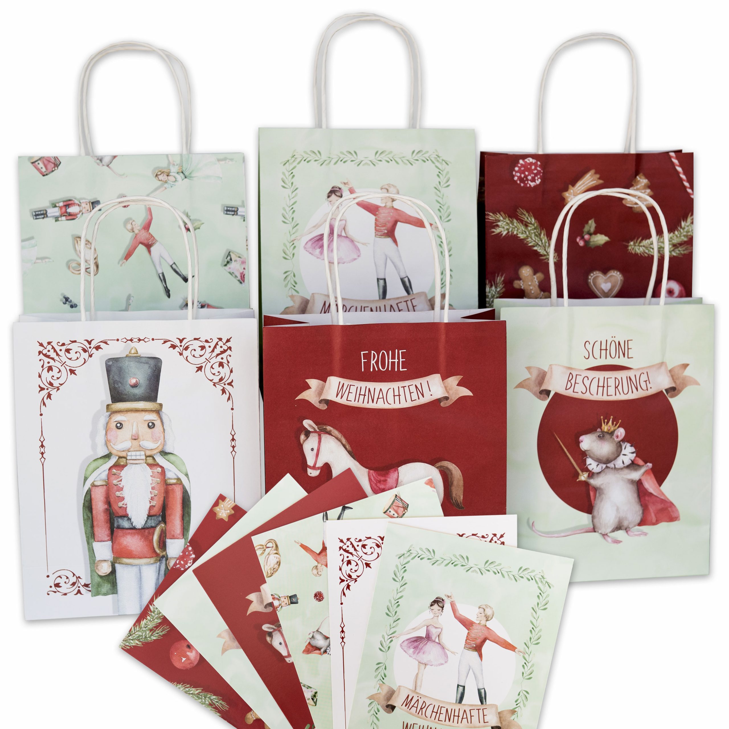 430-003-006_1 6 bunt bedruckte Geschenktüten – Nussknacker – Bild 1
