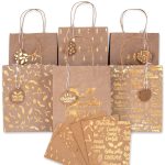 6 goldfolierte Geschenktüten – Holly Jolly