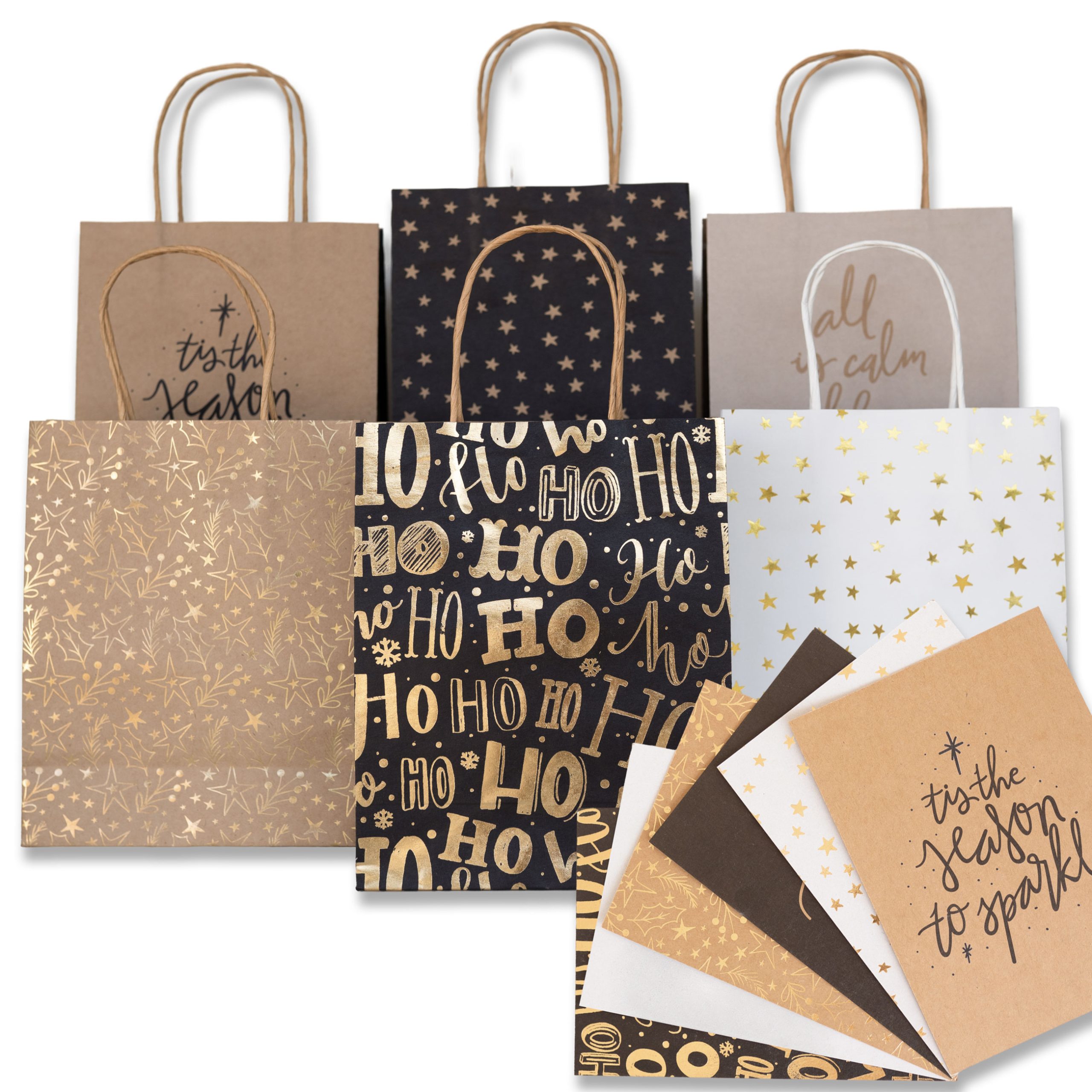 430-004-003_1 6 goldfolierte Geschenktüten – Holy Night – Bild 1