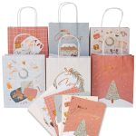 6 goldfolierte Geschenktüten – Eisblau