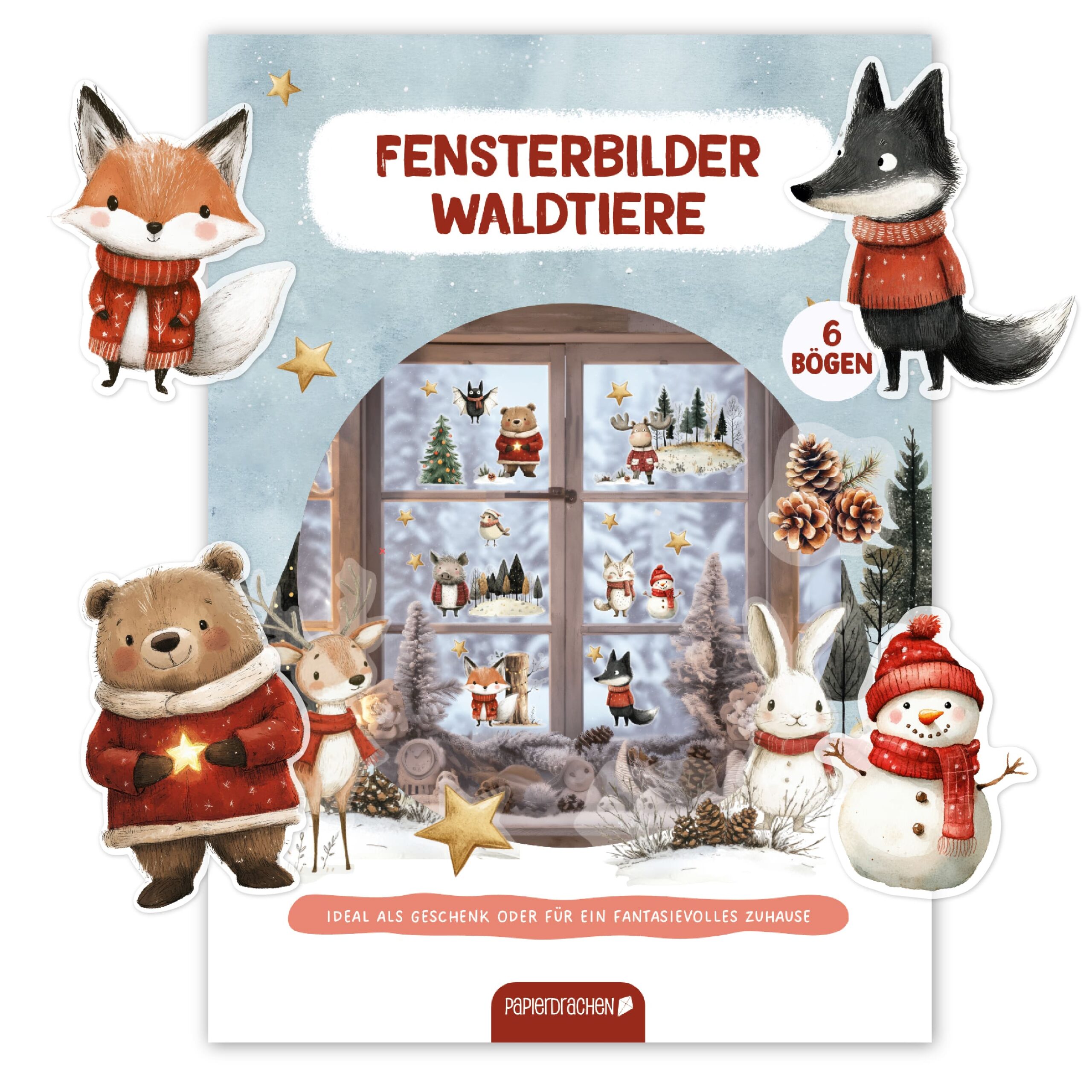 451-001-001_1 Fensteraufkleber Teeparty Waldtiere – Bild 1