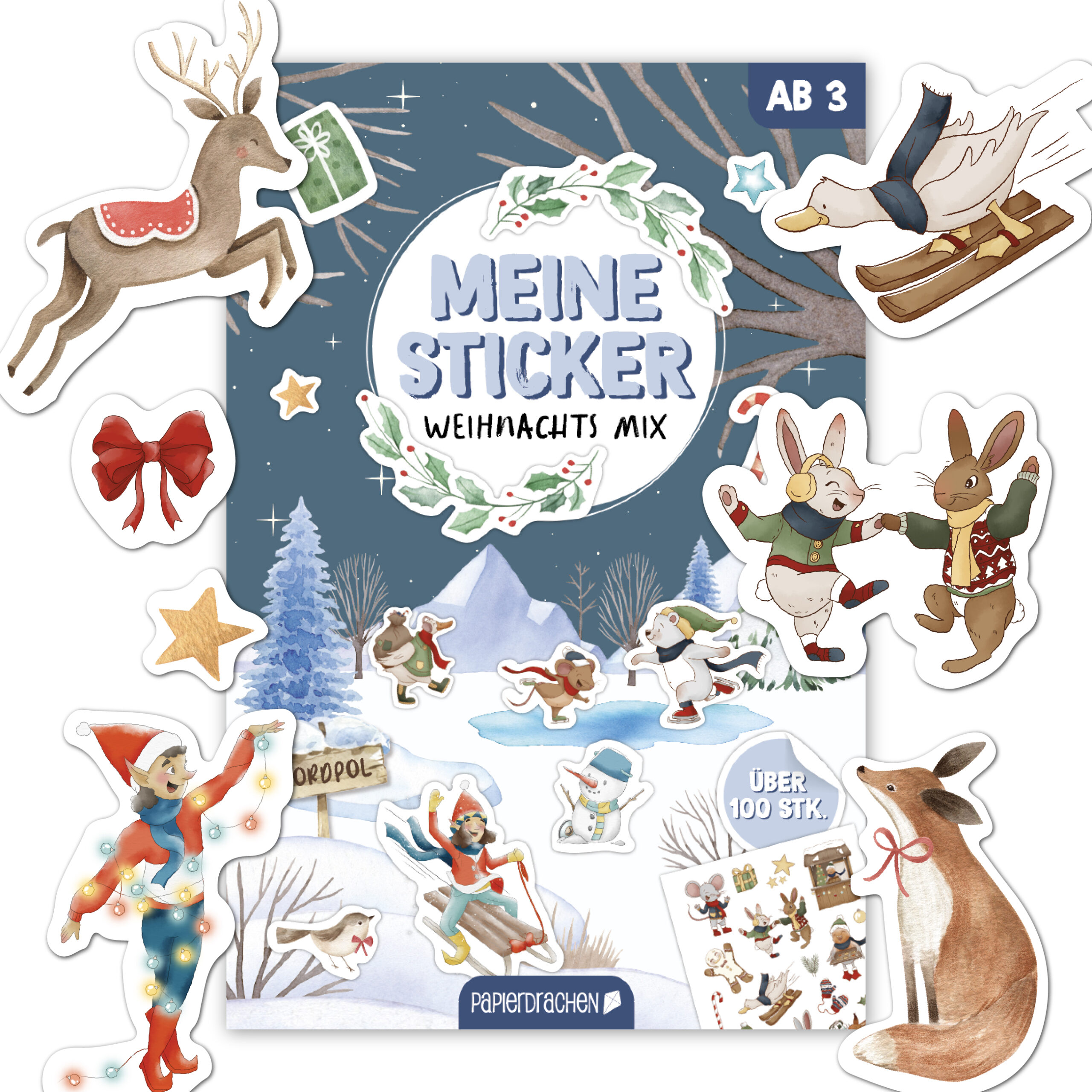 500-001-001_001 Stickerblock Weihnachten Aquarell – Bild 1