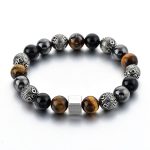 Herrenarmband Tigerauge, Hämatit und glänzender Onyx – 10 mm