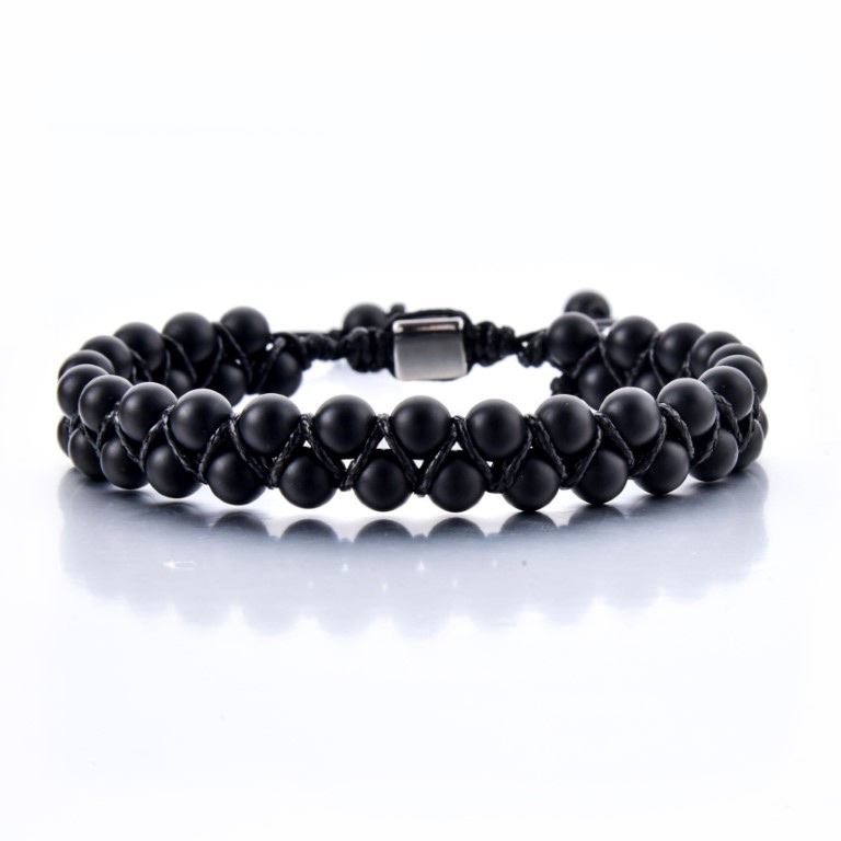 ARM-ADS04 Herrenarmband Matte Onyx 6 mm Steine – Bild 1