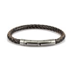 Herrenarmband - Geflochtenes braunes Leder mit Kanten und verstellbarem Verschluss