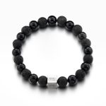 Herrenarmband Schwarze Lava- und polierte Onyxsteine