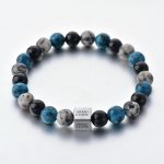 Herrenarmband Blauer & grauer Achat mit Onyx-Steinen