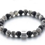 Herrenarmband Grauer Labradorit & Onyx-Steine