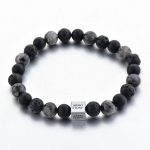 Herrenarmband Schwarze Lava, grauer Labradorit & Onyx-Steine