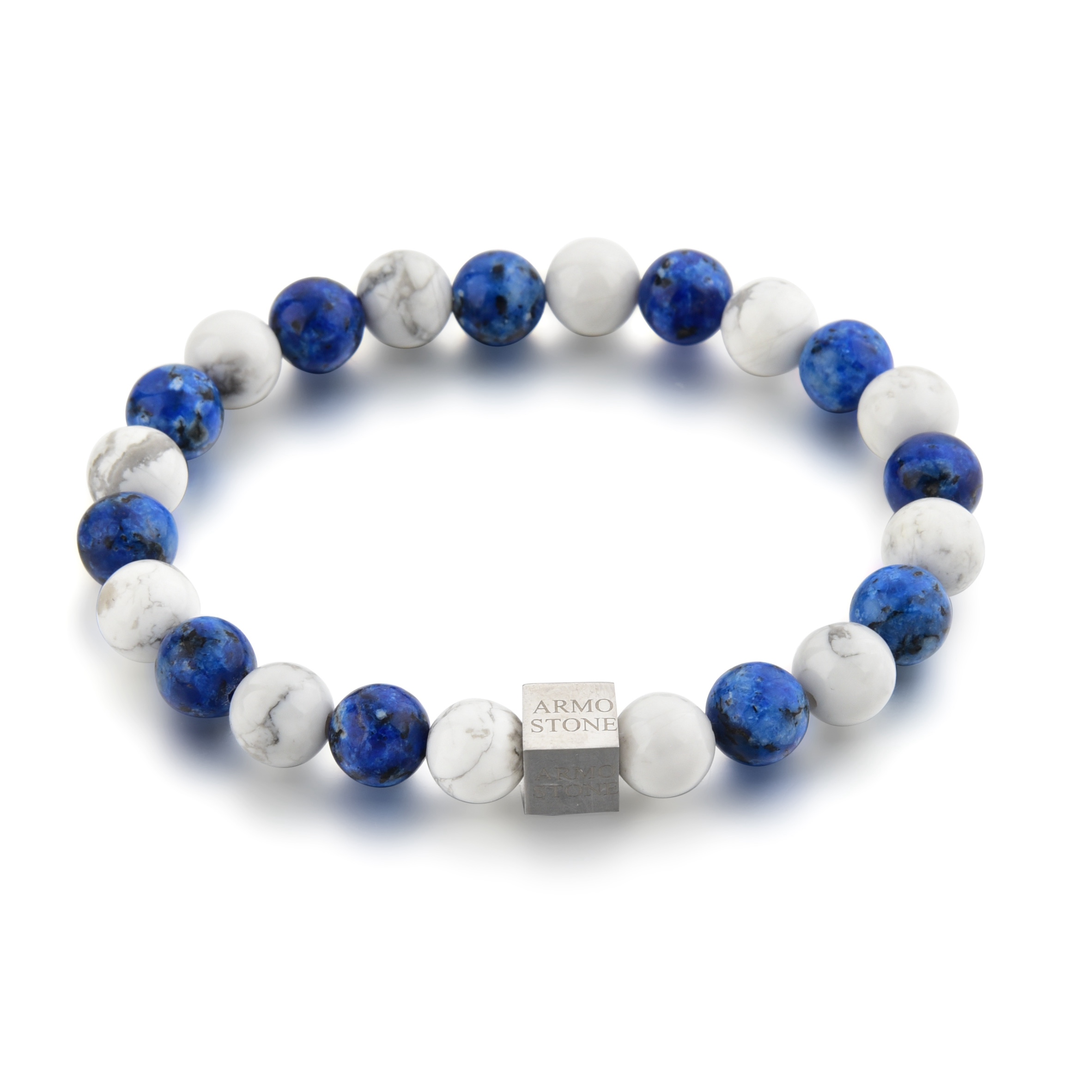ARM-ASN44 Herrenarmband Blauer Granit & Howlith-Steine – Bild 1