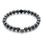 Herrenarmband Hämatit- & einzelner Onyx-Stein