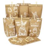 Tüten bedruckt mit Ostermotiv - Braun - mit weißen Motiven